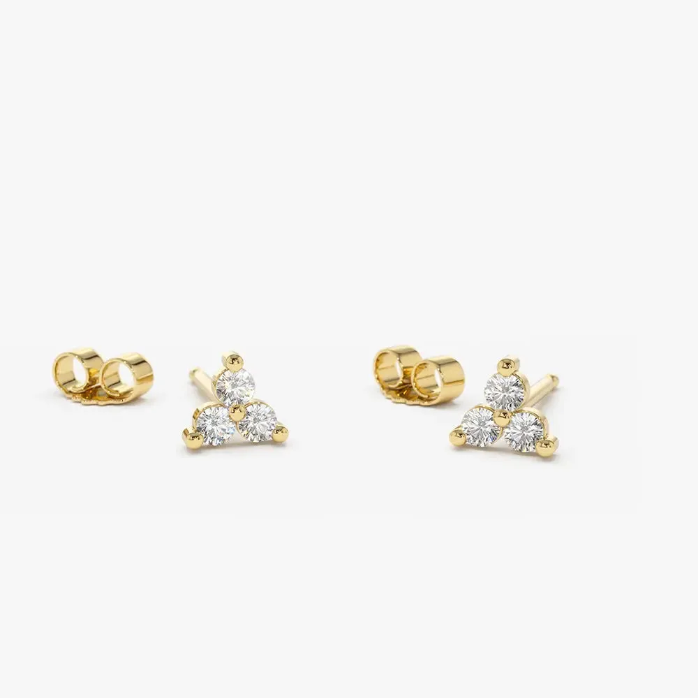 0.14CTW Round Cut Diamond Trio Stud Earrings