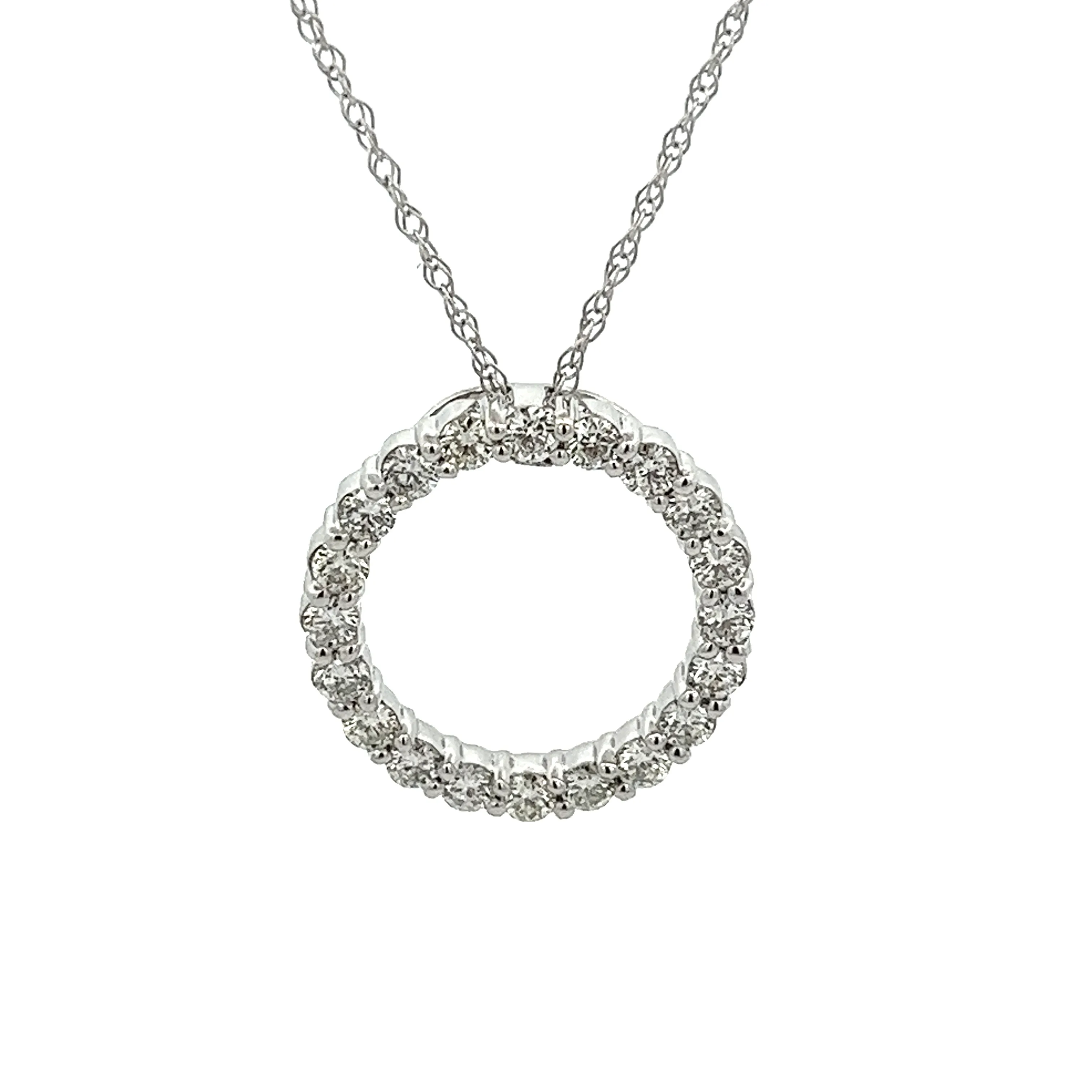 1.00ct 14k White Gold Diamond Circle Pendant