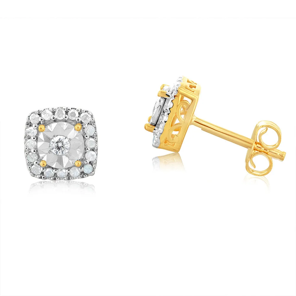 10ct Yellow Gold 1/3 Carat Diamond Stud Earrings