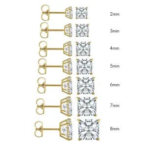 14E00008. - 14 Karat Yellow Gold Push Backing Square Stud Earring