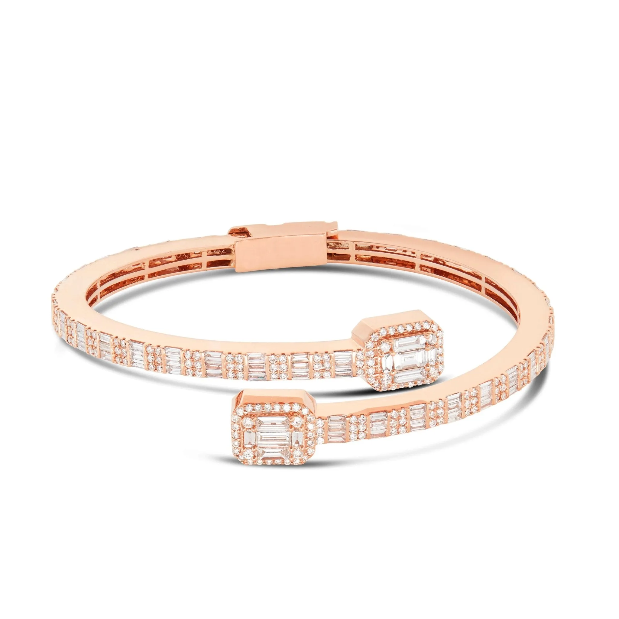 14K Gold 7.0ct Baguette Diamond Eternity Bangle