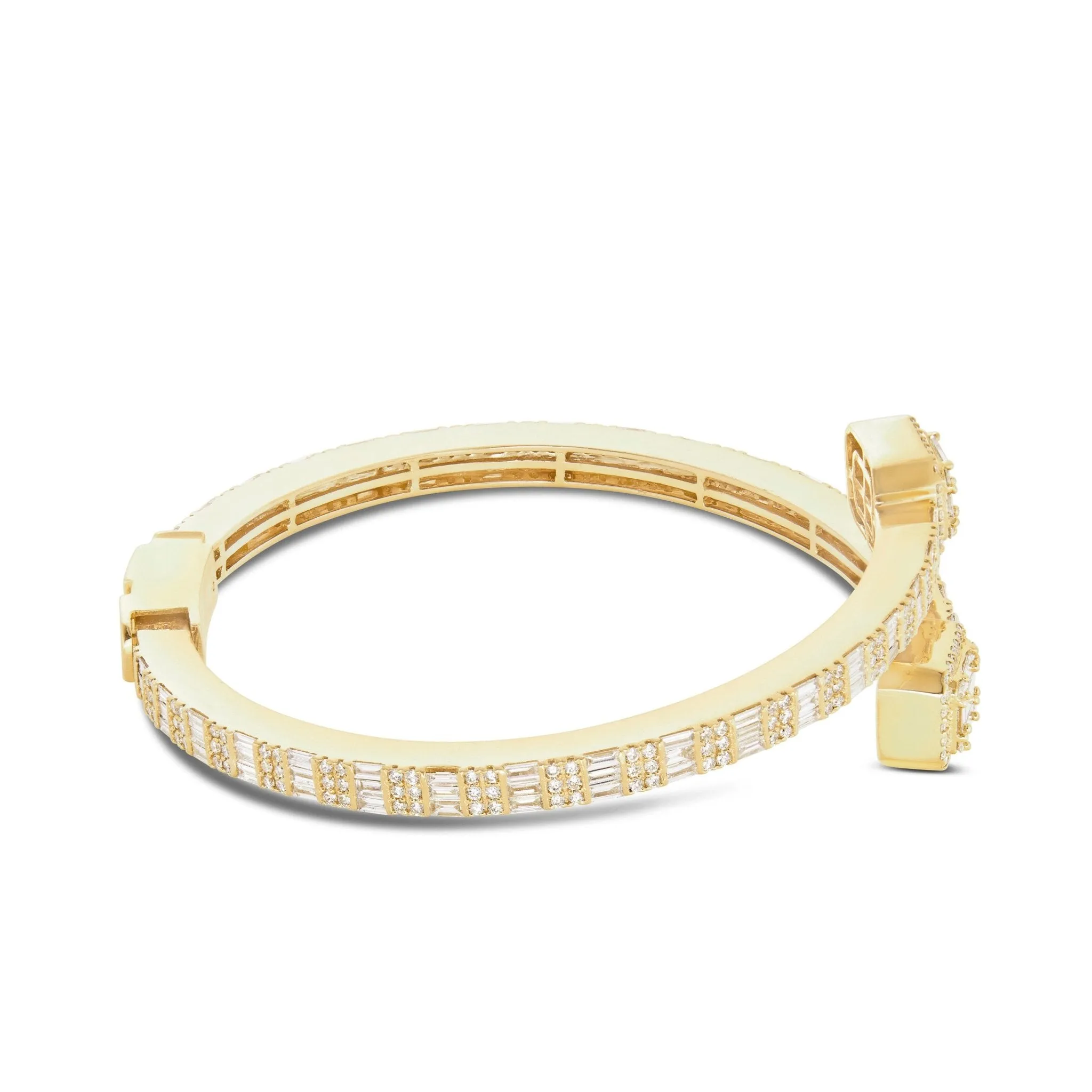 14K Gold 7.0ct Baguette Diamond Eternity Bangle