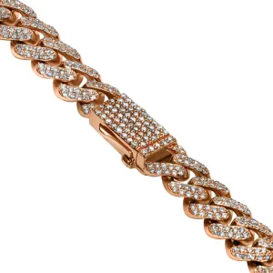 14k Rose Gold Diamond Cuban Chain 10.30 Ctw 9.6mm