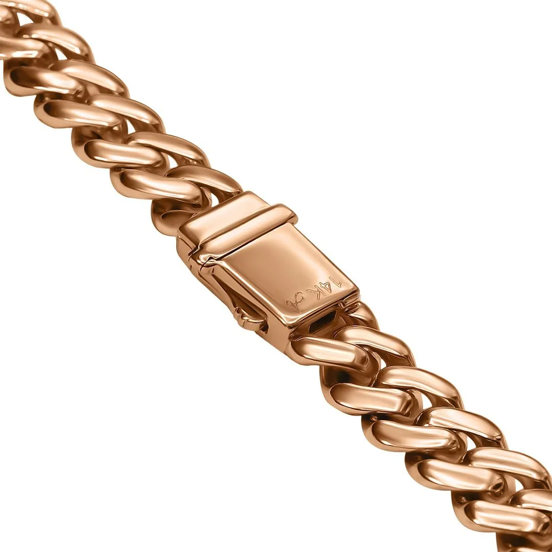 14k Rose Gold Diamond Cuban Chain 10.30 Ctw 9.6mm