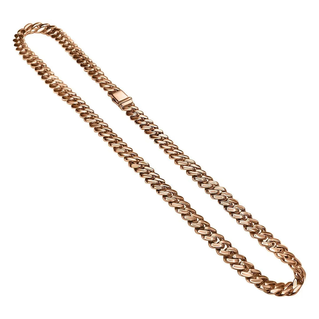 14k Rose Gold Diamond Cuban Chain 10.30 Ctw 9.6mm