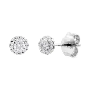 18ct White Gold 0.20ct Diamond Halo Stud Earrings