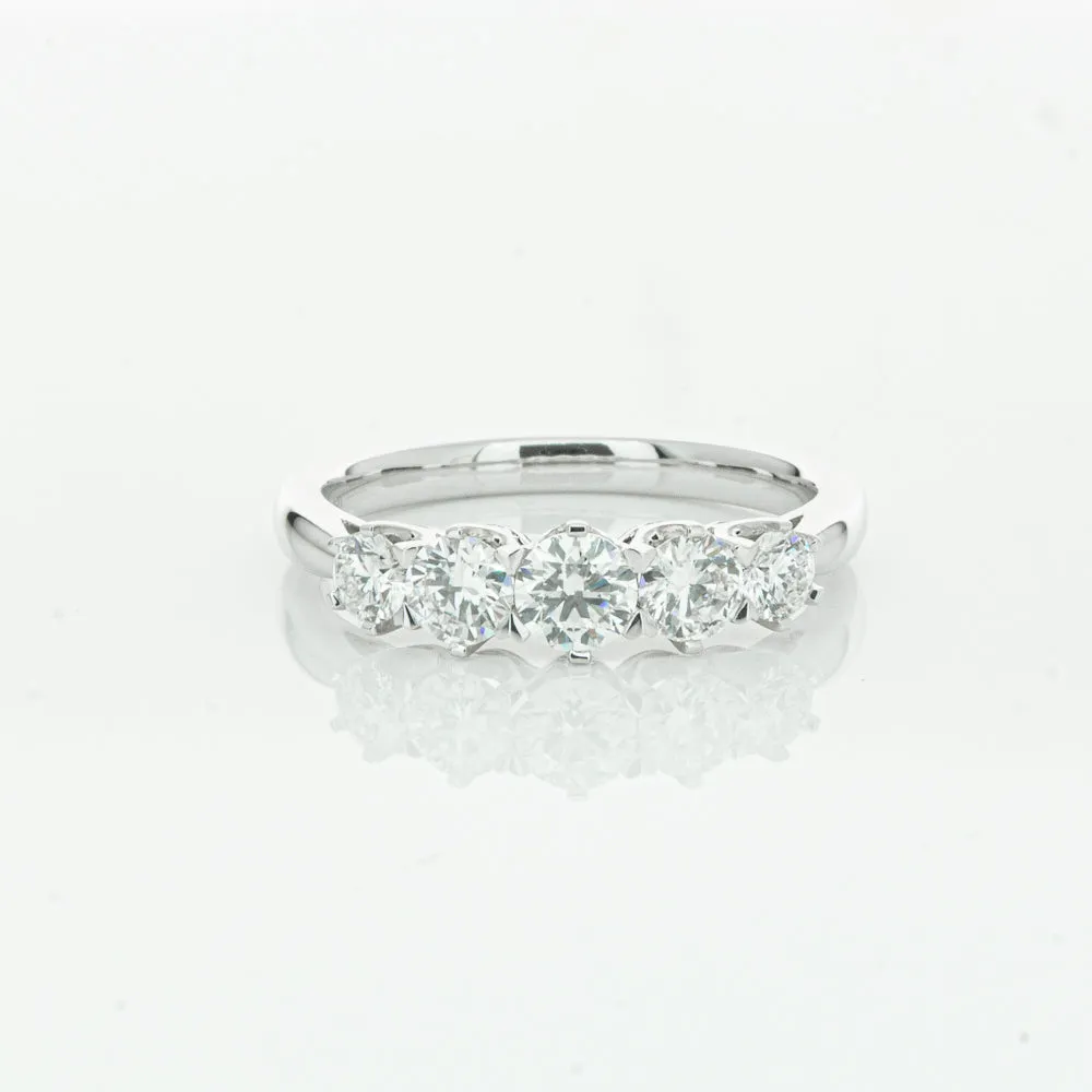 18ct White Gold .87ct Diamond Pentagon Ring