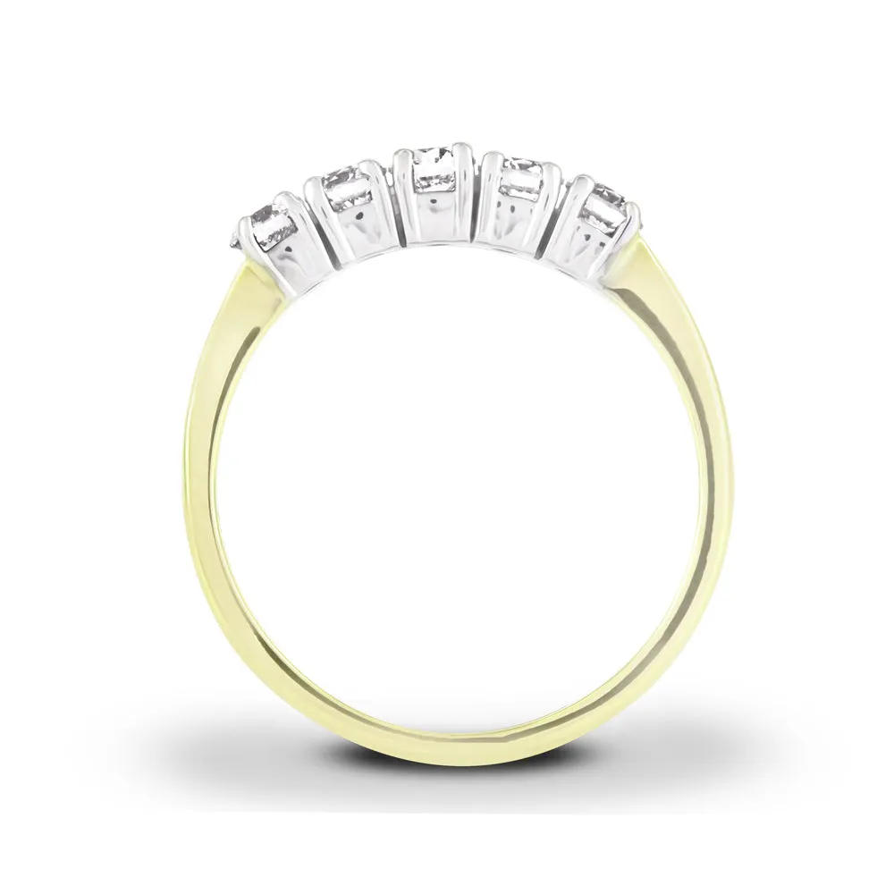 18ct Yellow Gold 0.50ct Five Diamond Eternity Ring