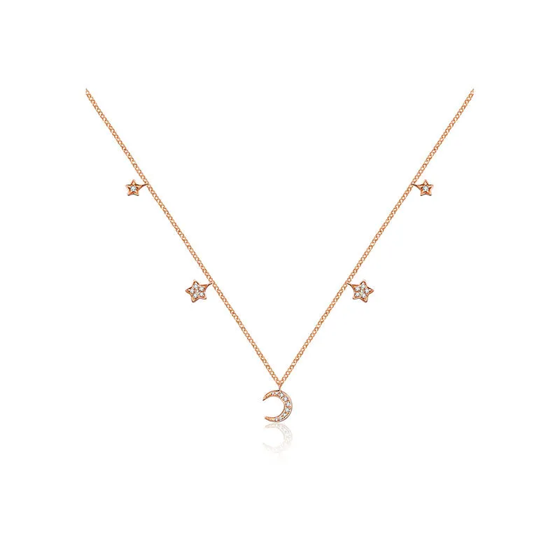 18k Gold Moon & Star Shape Diamond Necklace / Choker