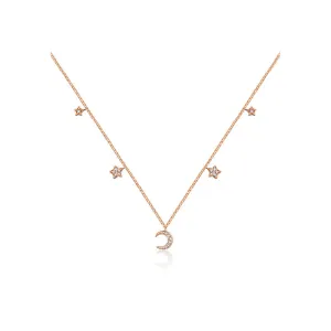 18k Gold Moon & Star Shape Diamond Necklace / Choker