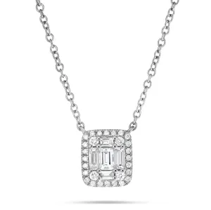 18K White Gold 0.39ct Baguette Diamond Cluster Necklace