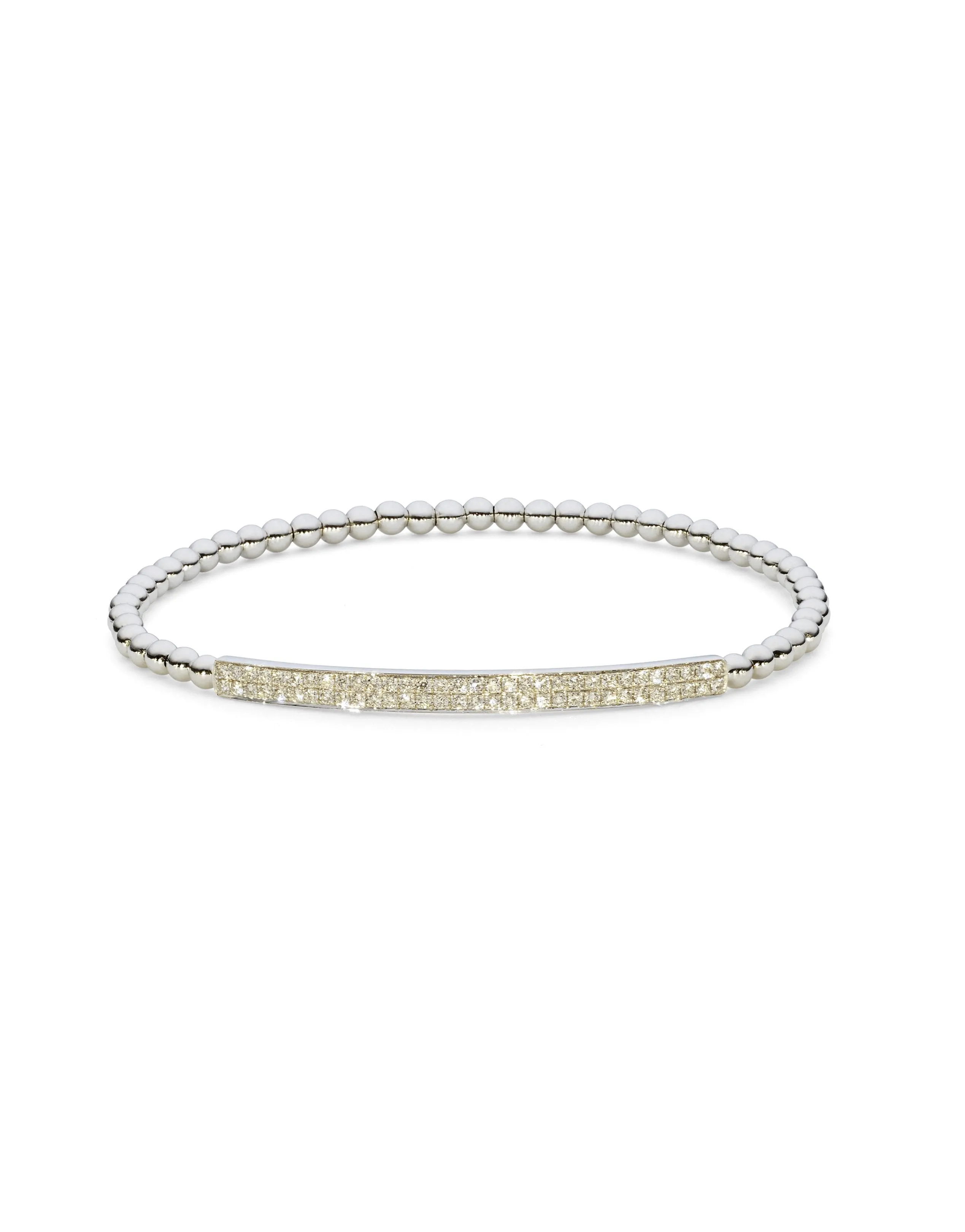 18K Yellow Gold Diamond Bangle W/ 0.59ct Diamonds & Stretchable Band