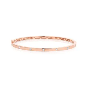 18kt Rose Gold 7 Round Brilliant Cut Diamond Bangle Bracelet