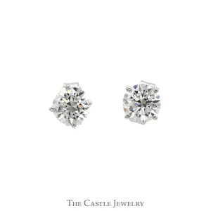 1cttw Round Lab Grown Diamond Stud Earrings in 14k White Gold Butterfly Pushbacks