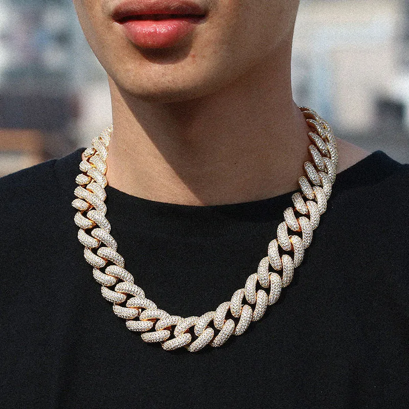 20MM ICED CUBAN CHAIN - WHITE GOLD