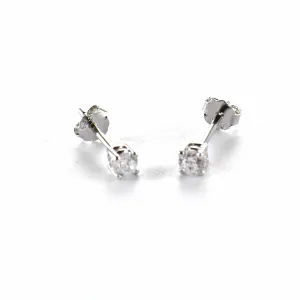 4 claws silver studs earring with 3mm CZ