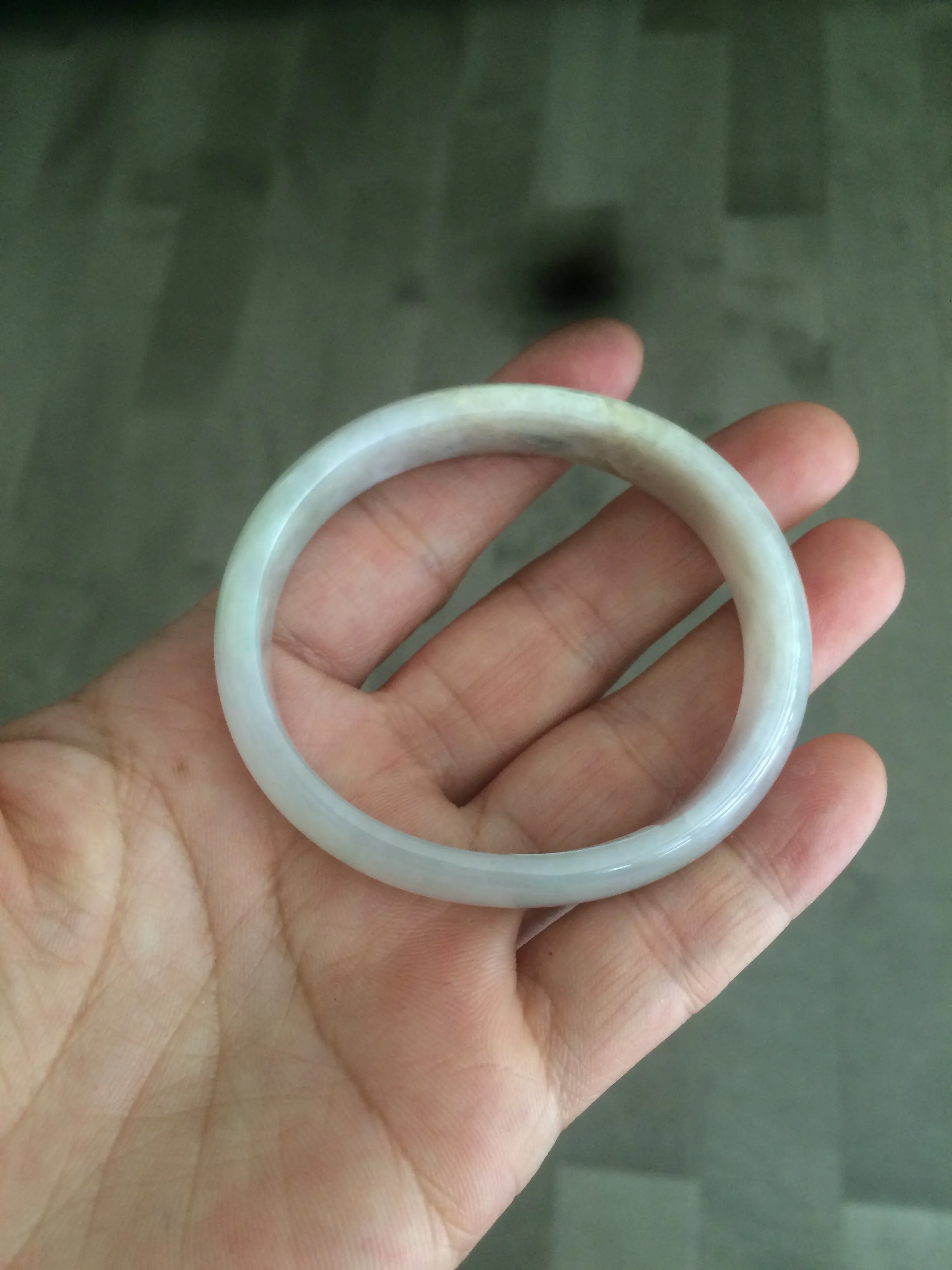 49mm Certified Type A 100% Natural icy watery light green/white/yellow oval Jadeite Jade bangle B83-2500