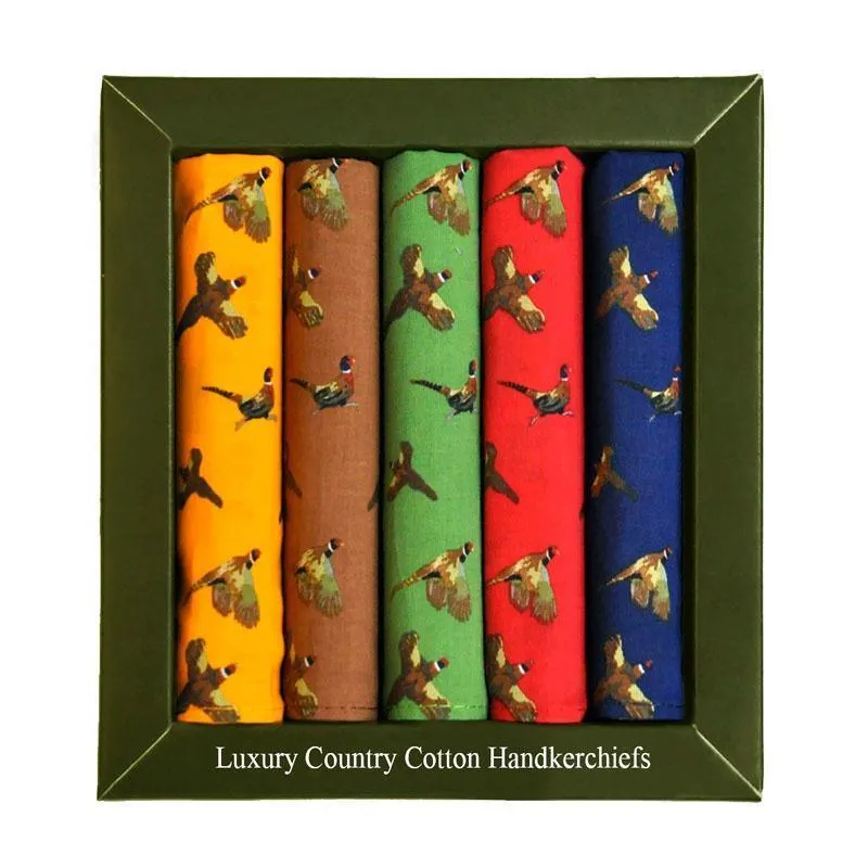 5 Piece Country Birds Cotton Hankies