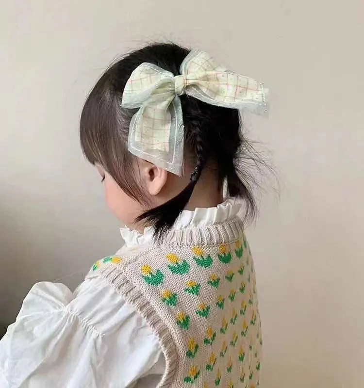 5pcs Children's Plain Bow Barrettes for Girls