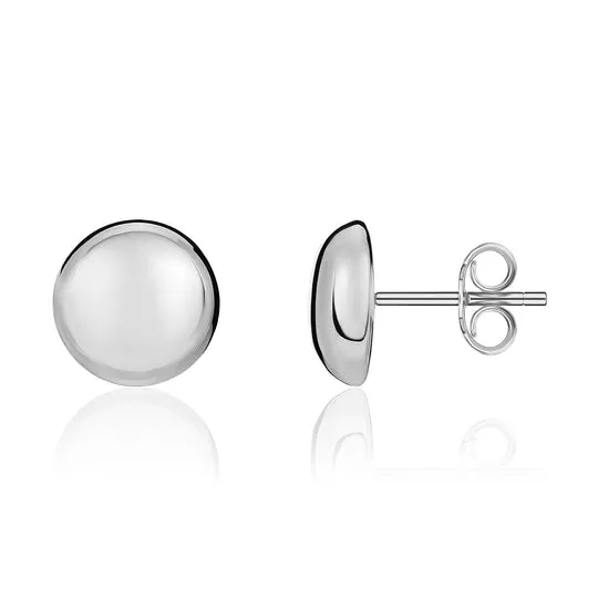 9ct White Gold 12mm Button Stud Earrings