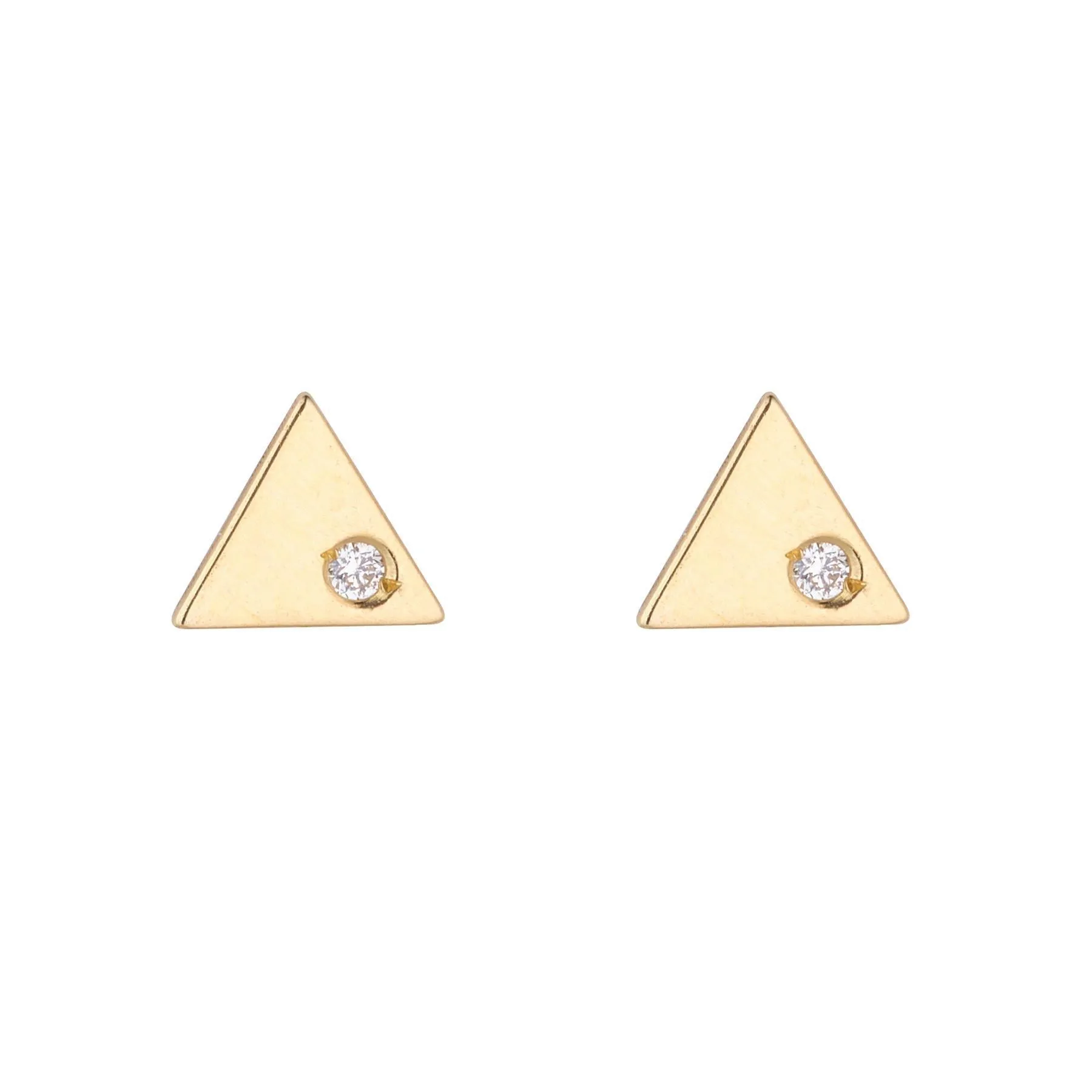 9kt Gold Triangle Single Diamond Stud Earrings