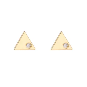 9kt Gold Triangle Single Diamond Stud Earrings