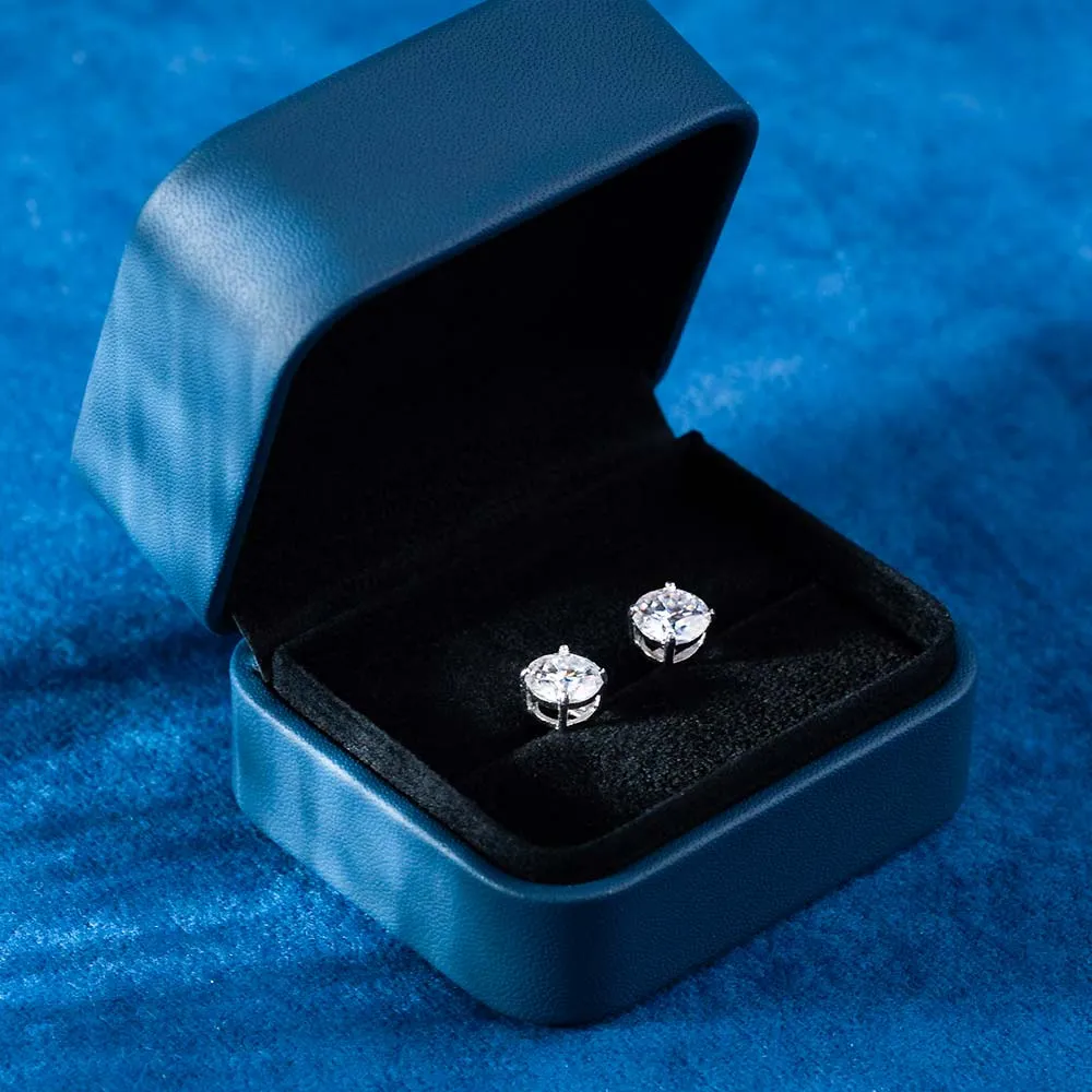 9MM Round Moissanite Stud Earrings