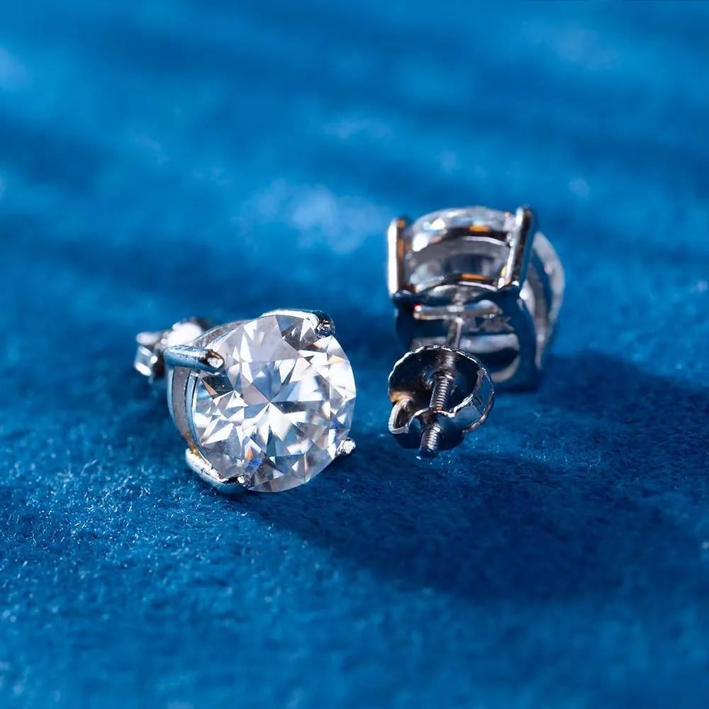 9MM Round Moissanite Stud Earrings