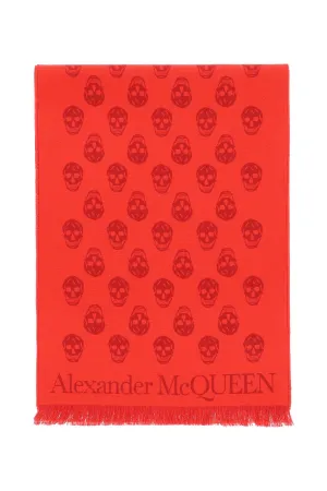 Alexander mcqueen reversible skull wool scarf