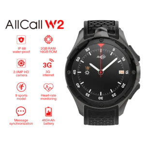 AllCall W2 Android 3G Smart Watch (Black)