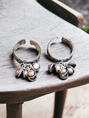 Annapurna Silver Oxidized Ghungroo Toe Rings