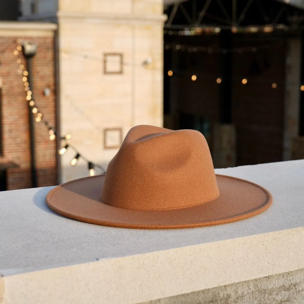 Atlanta Wide Brim Fedora - Dark Tan