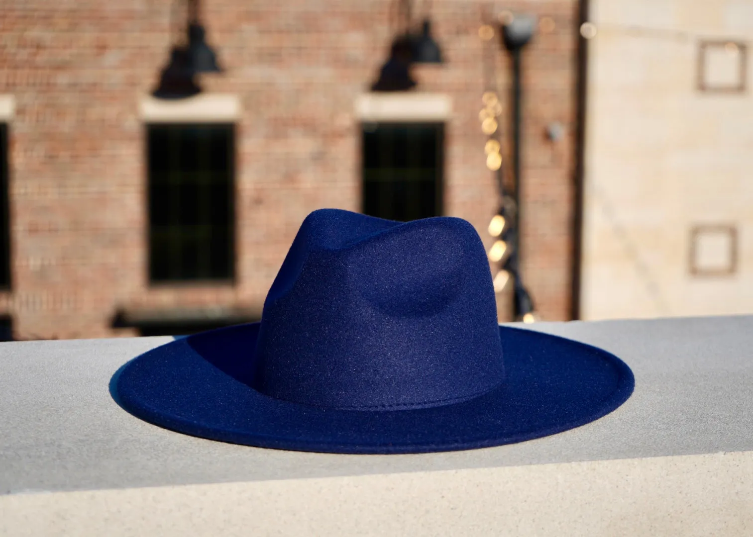 Atlanta Wide Brim Fedora - Navy Blue