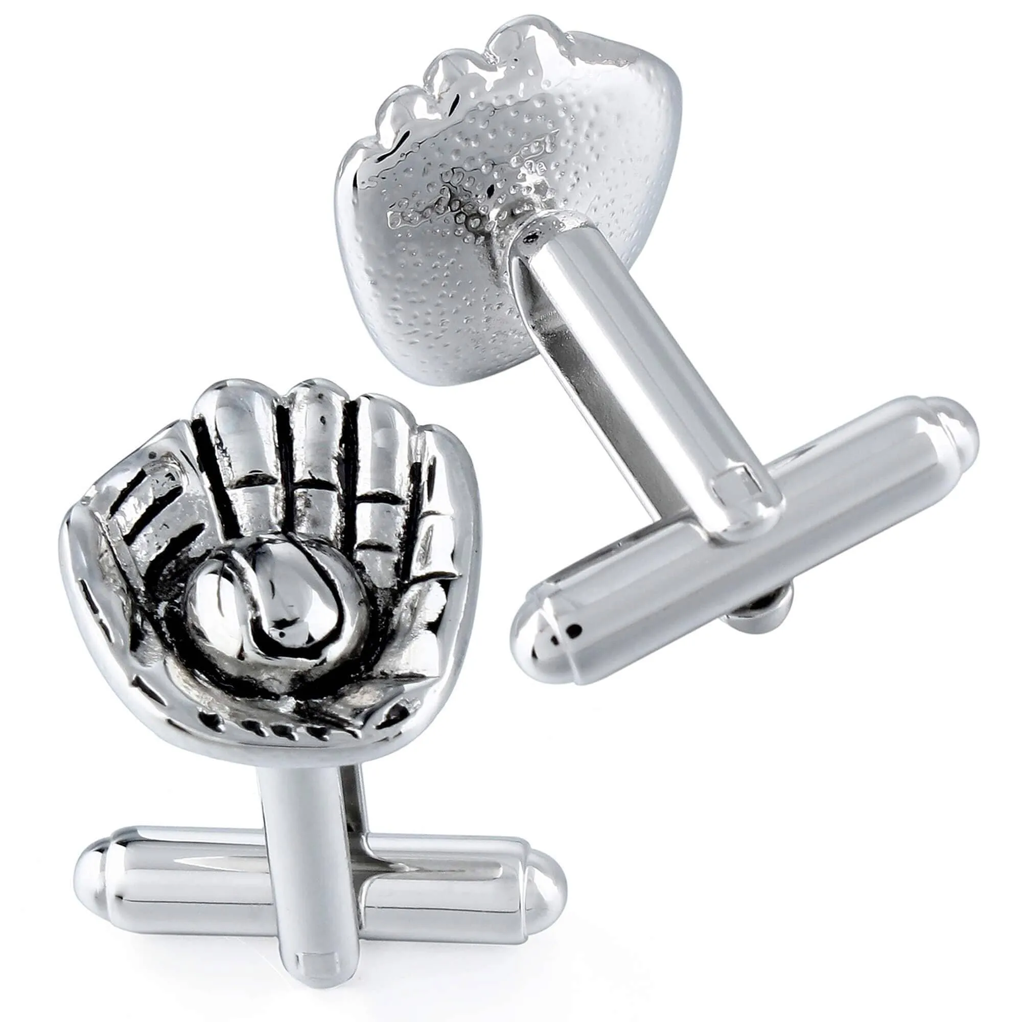 Baseball Glove and Ball Cufflinks Silver