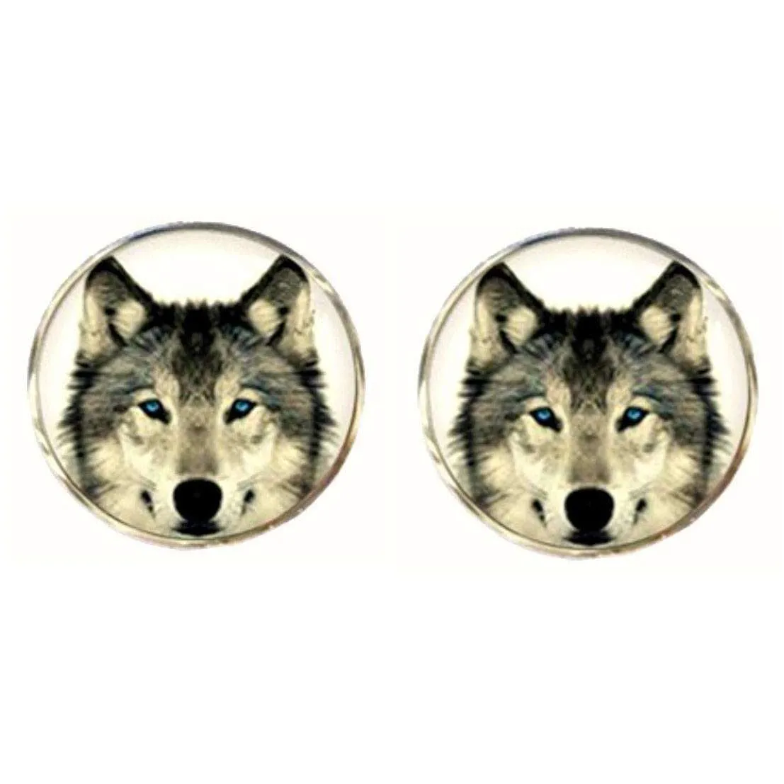 Bassin and Brown Round Arctic Wolf Cufflinks - White