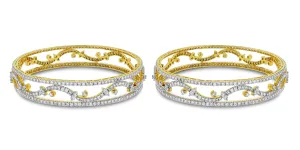 Beauvince Bloom Diamond Bangles Set (14.15 ct Diamonds) in 18K Gold