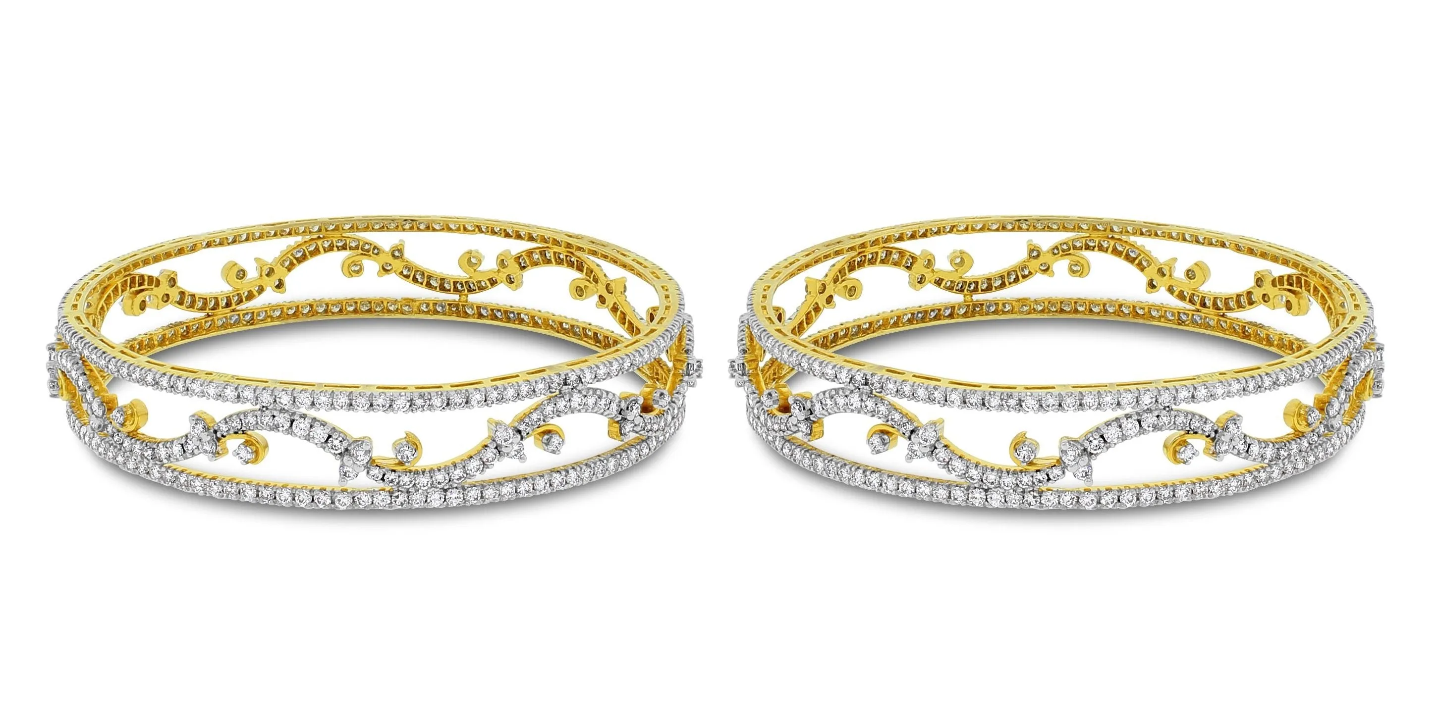 Beauvince Bloom Diamond Bangles Set (14.15 ct Diamonds) in 18K Gold