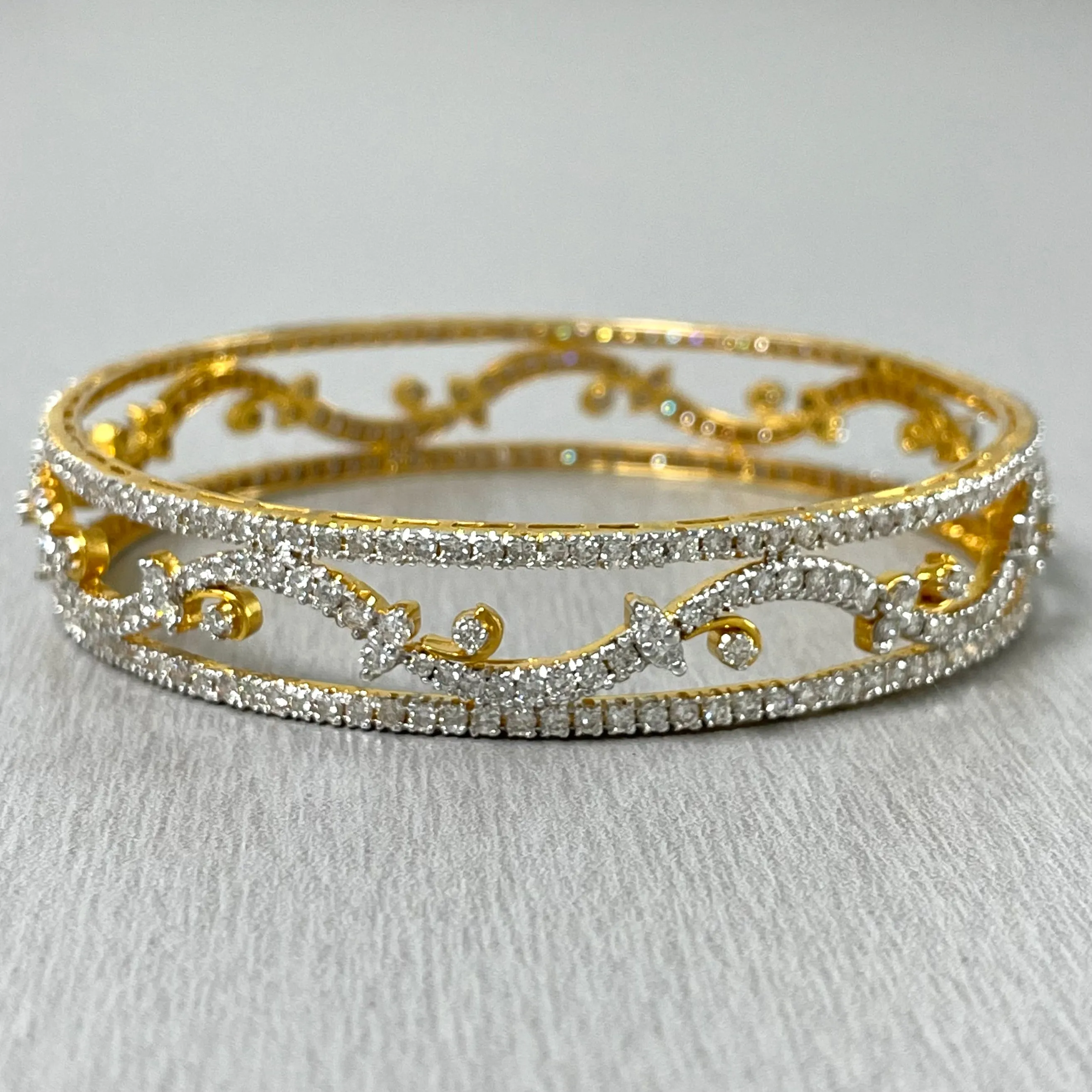 Beauvince Bloom Diamond Bangles Set (14.15 ct Diamonds) in 18K Gold