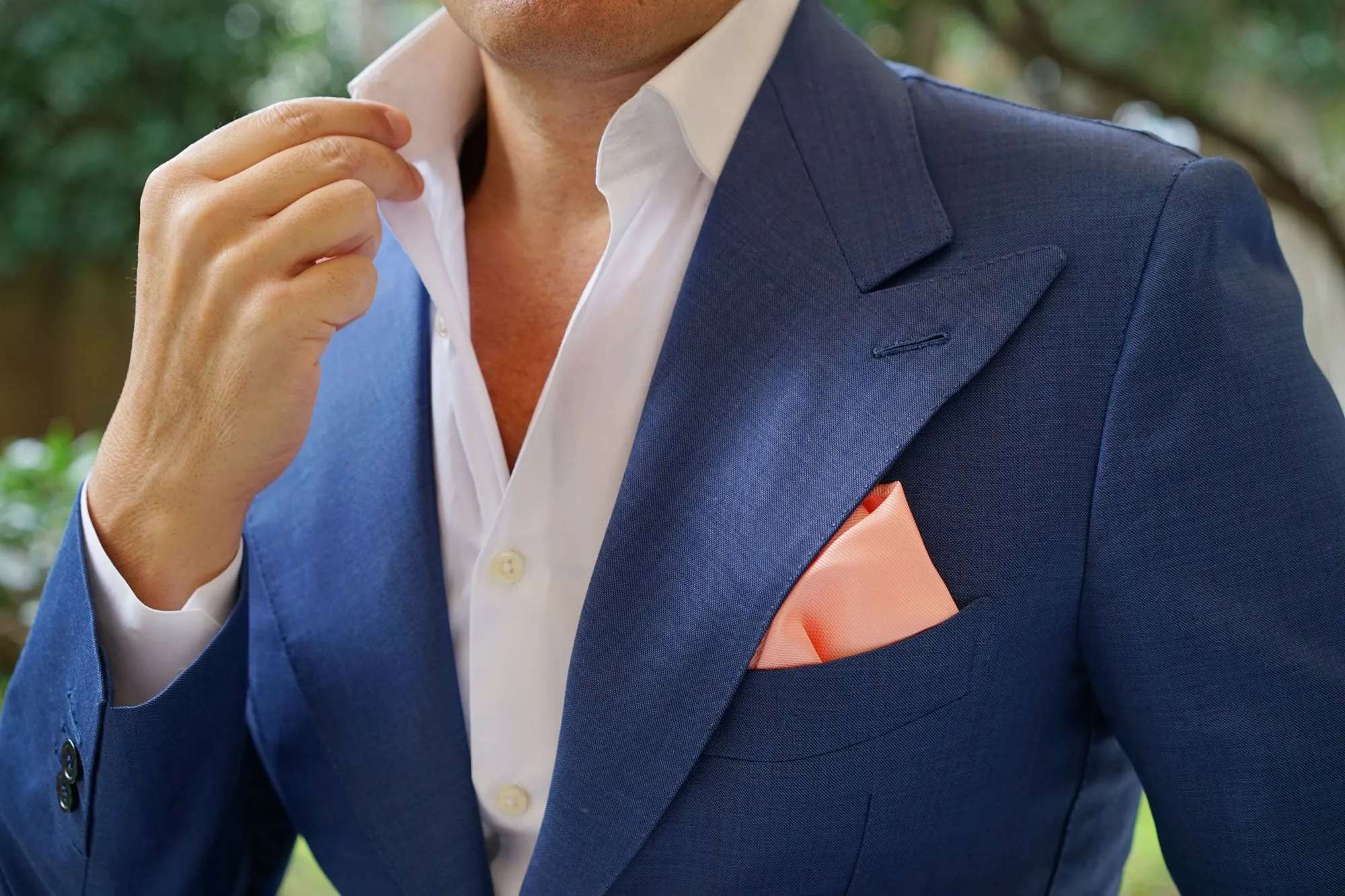 Bellini Peach Weave Pocket Square