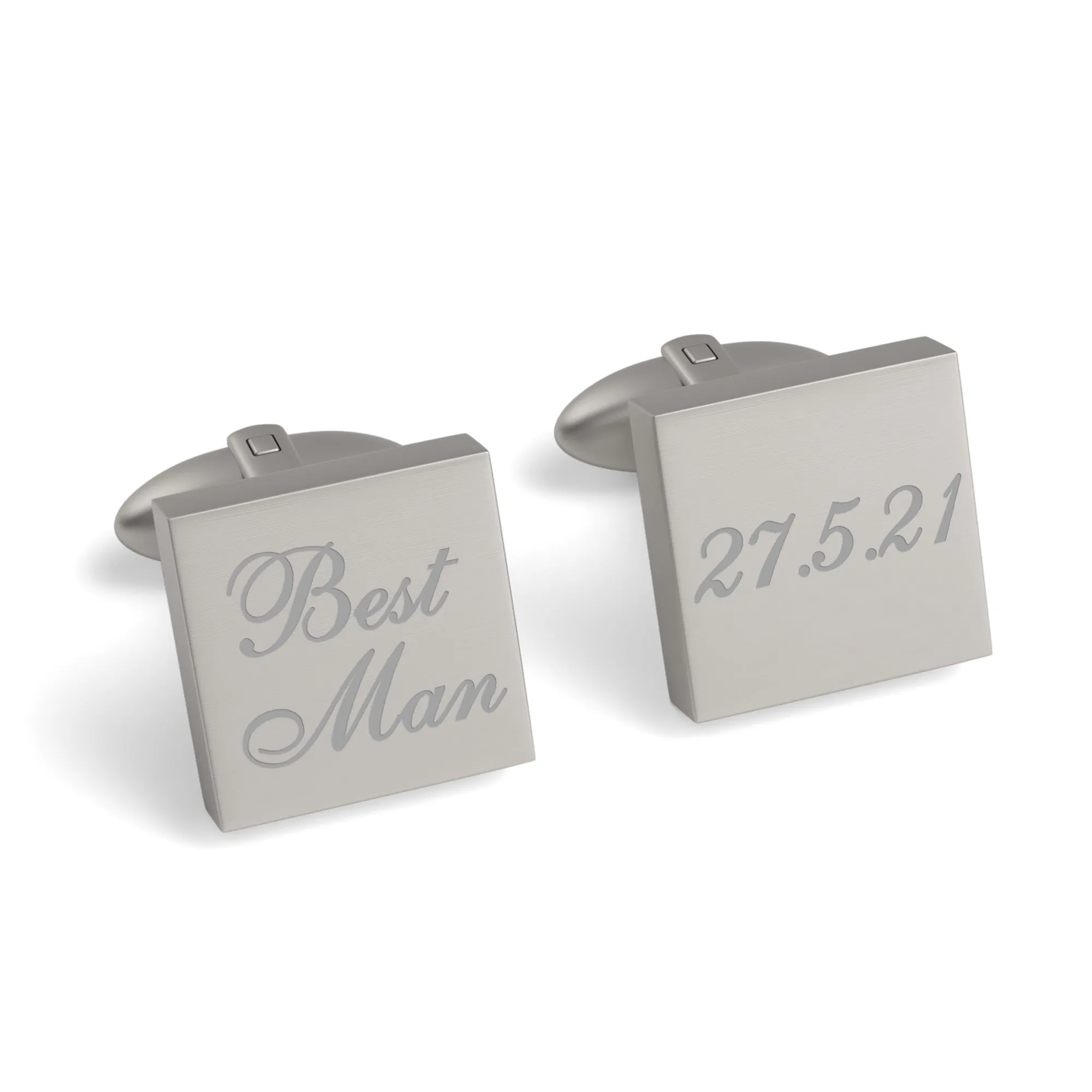 Best Man Wedding Date Engraved Square Cufflinks