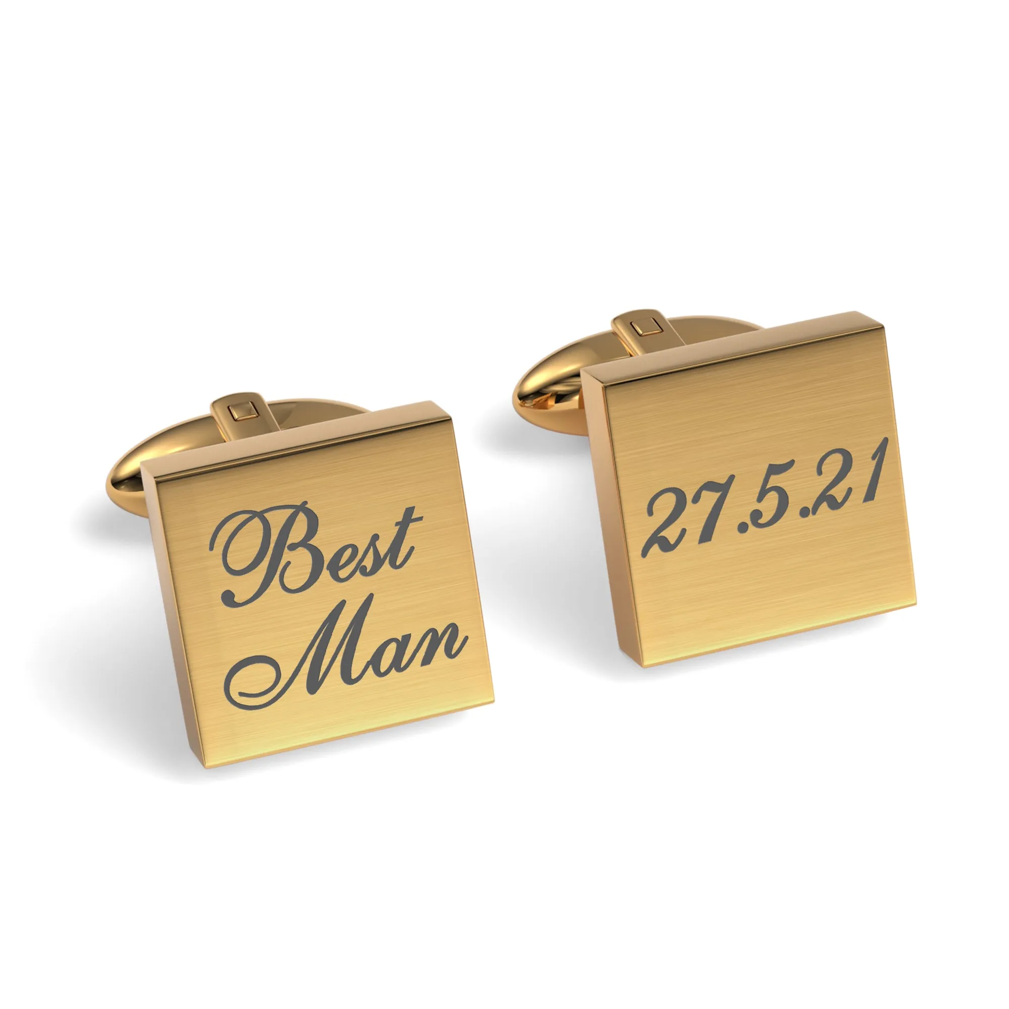 Best Man Wedding Date Engraved Square Cufflinks