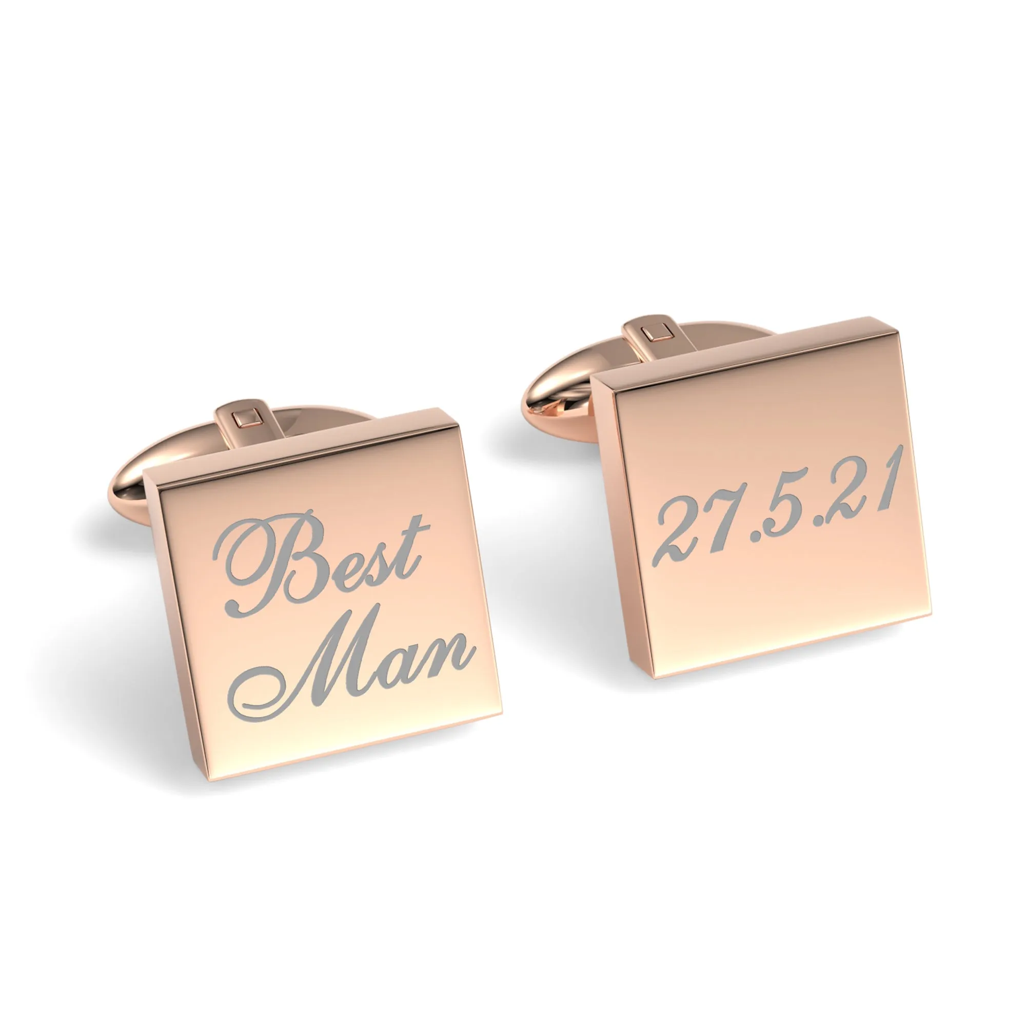 Best Man Wedding Date Engraved Square Cufflinks