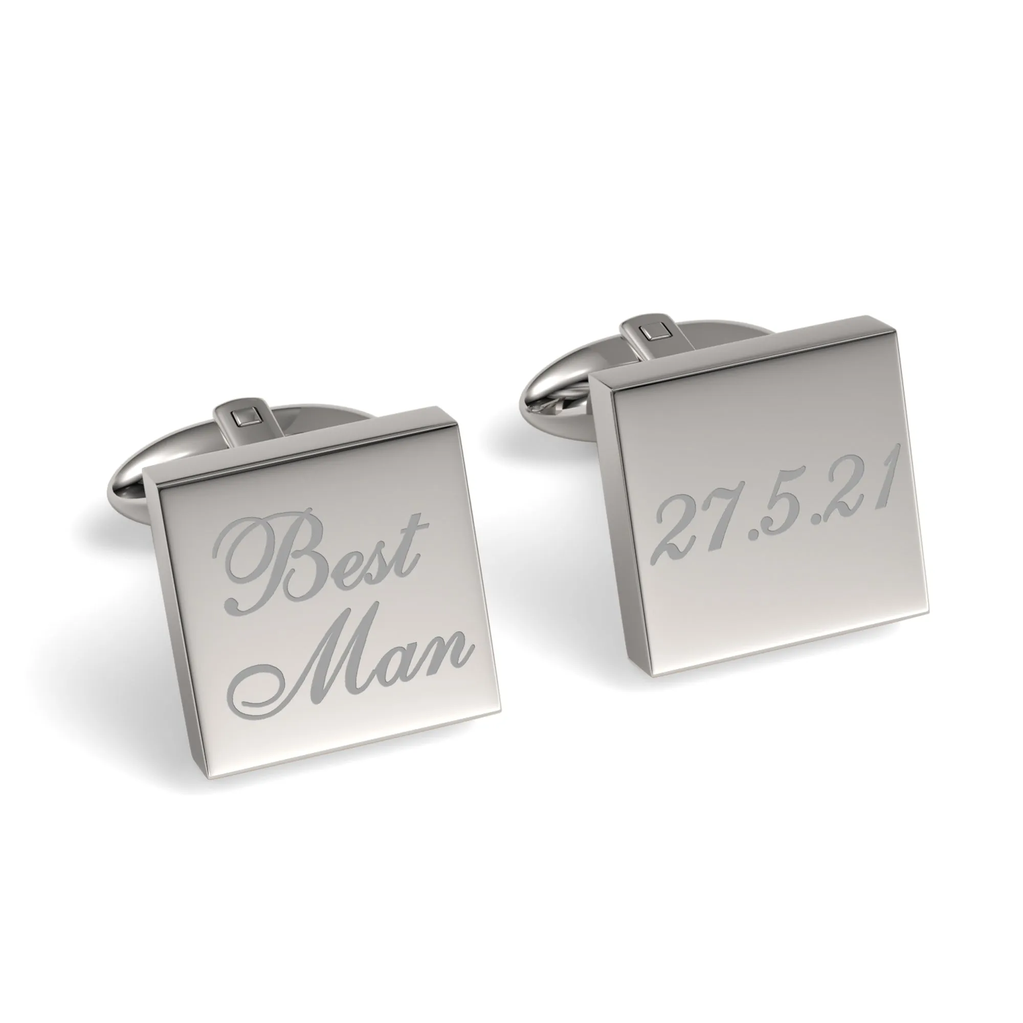 Best Man Wedding Date Engraved Square Cufflinks