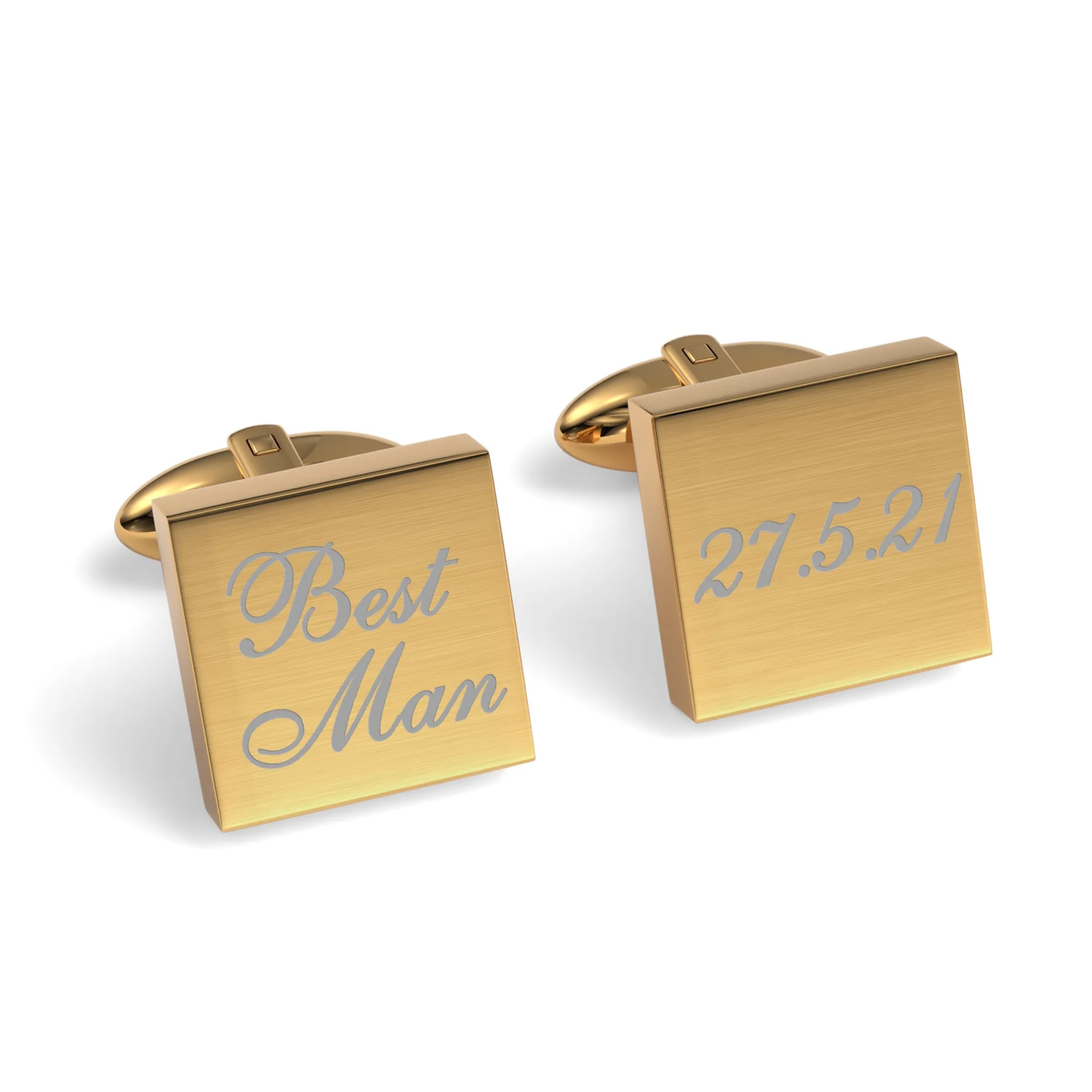 Best Man Wedding Date Engraved Square Cufflinks