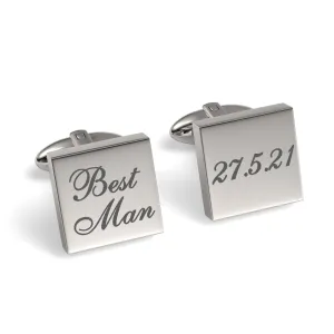 Best Man Wedding Date Engraved Square Cufflinks