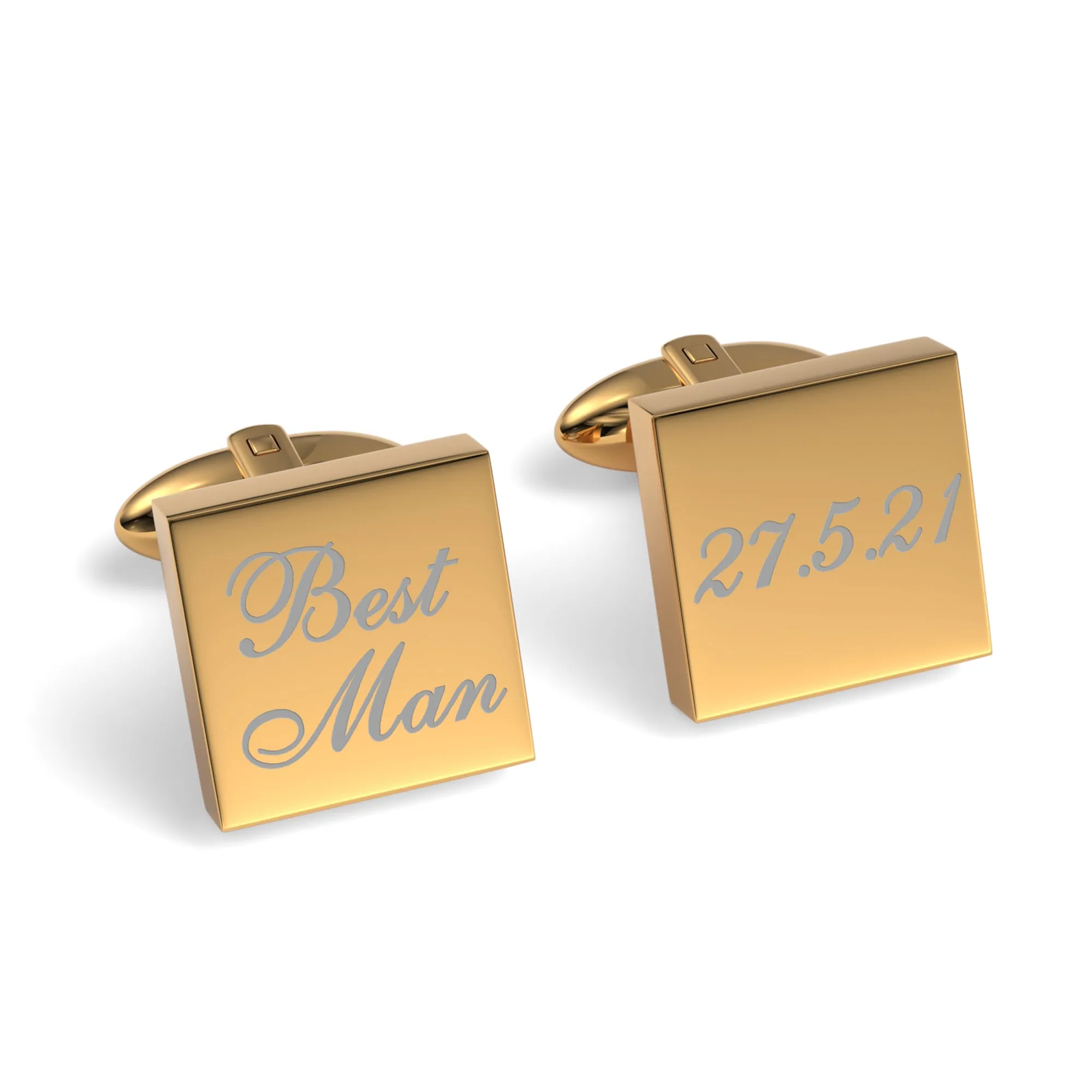 Best Man Wedding Date Engraved Square Cufflinks