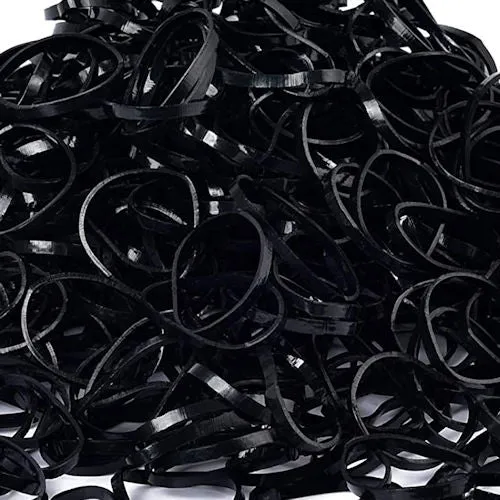 Black Elastic Bands 1000 Pack - Small Rubber Bands for Hairstyling, Braiding, and Crafting