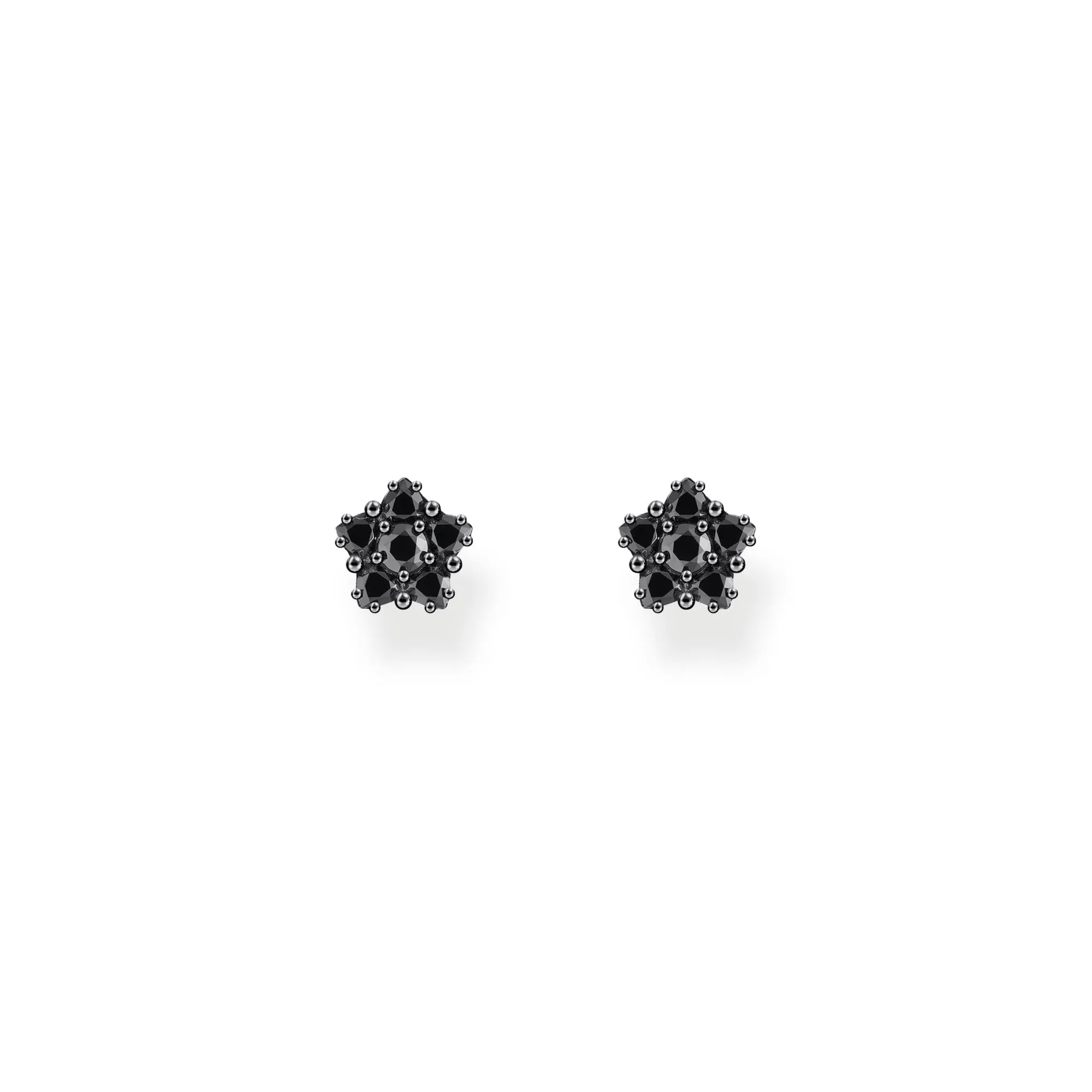 Blackened small ear studs with black zirconia