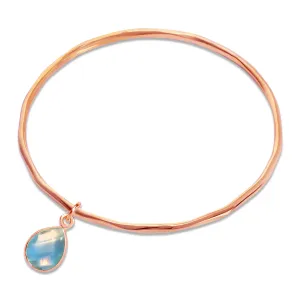 Blue Topaz Charm Bangle | Rose Gold - December