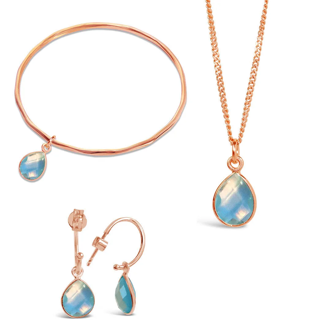 Blue Topaz Charm Bangle | Rose Gold - December